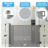 Brand New Cumbor Baby Gate Retractable Gates for Stairs, Mesh Dog Gate for The House, Wide Pet Gate 33" Tall, Extends to 55" Wide, Long Child Safety Gates for Doorways, Hallways, Cat Gate Indoor/Outdo