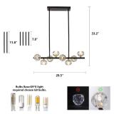 Brand New Modern Crystal Chandelier Dining Room Light fixtures Black Chandeliers with Crystal Ball Shade 8-Lights Industrial Globe Hanging Pendant Lighting for Kitchen Island, Living Room, Dining Room