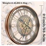 New Real Moving Gears Wall Clock Large Modern Metal Clocks for Living Room Decor, Industrial Steampunk Unique Vintage Rustic Decorative Clock for Home Farmhouse Office, 21 Inch, Red Copper Roman $129.