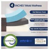 Brand New BedLuxury 4 Inch Tri Folding Mattress Full Size with Storage Bag, Foldable Memory Foam Topper Portable Floor Guest Bed $169.99 Retail*B