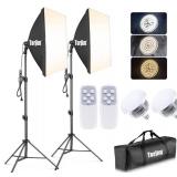 Brand New Torjim Softbox Photography Lighting Kit, 2Pcs 27" x 27" Professional Soft Box | 3000K-7500K 85W LED Bulbs with Remote $79.99 Retail *N