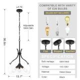 Brand New 15.7" Farmhouse Style Round Glass Chandelier, 3-Light Modern Black Chandelier with Clear Glass Shade $179.99 Retail *N