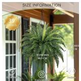 Pair of New Forest Prince 35" Ferns Artificial Bush Plants Large $35.99 Retail *N
