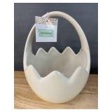 Brand New Easter Glass Standing Purple Bunny, 3 Cracked Egg Baskets, Egg Plate and Carrot Plate *N