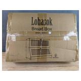 Brand New LOHASOK Double Layer Bamboo Bread Box for Kitchen Counter White $45.99 Retail *N