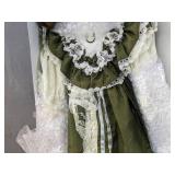 New 1st Impressions Porcelain Doll with Green Dress and Bonnet *B