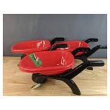 3 Brand New Red Toy Wheelbarrows *N