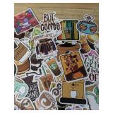 50 Brand New Coffee Theme Aesthetic Stickers for Water Bottles, Laptops, Scrapbooking Etc *E