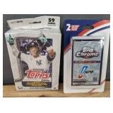 2 Brand New Factory Sealed Topps Chrome Baseball Packs and 2025 Topps Series One MLB Baseball 59 Card Box *N