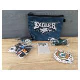 Brand New NFL Football Items - Lanyard, Stickers, Necklace, Croc Charms, Bracelet and Coin Bag *N