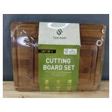 Brand New 3-Piece Bamboo Cutting Board Set with Non Slip Feet $37 Retail *N