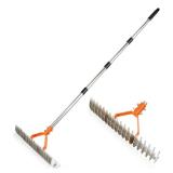 Brand New Thatch Rake 15 Inch Wide Dethatcher Rake Robust Lawn Dethatcher for Cleaning Dead Grass Efficient Steel Metal Rake with Handle Thatching Rake for Garden and Yard Orange $41 Retail *N