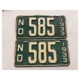 Matched Set of 1933 3 Digit ND License Plates