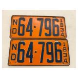 Matched Set 1934 ND License Plates