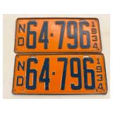 Matched Set 1934 ND License Plates