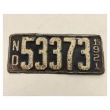 1921 ND License Plate