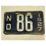 1927 ND 2 Digit License Plate