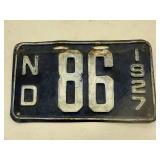1927 ND 2 Digit License Plate