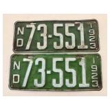 Matched Set 1923 ND License Plates