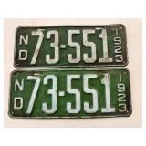 Matched Set 1923 ND License Plates