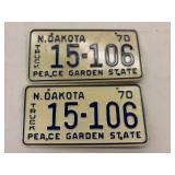 Matched Set 1970 ND Truck License Plates