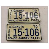 Matched Set 1970 ND Truck License Plates