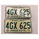 1971 Matched Set MN License Plates