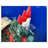Tote of Christmas Lights & Figurines