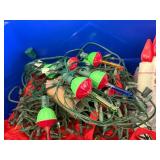 Tote of Christmas Lights & Figurines