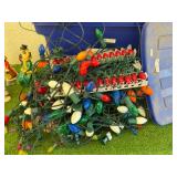 Tote of Christmas Lights & Figurines