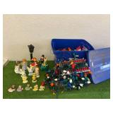 Tote of Christmas Lights & Figurines