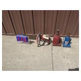 Sears Sportster chainsaw & 2 hydraulic jacks for parts or repair. As shown.