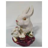 Majolica Rabbit & Baby Bunny Figurine
