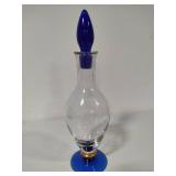 Cobalt Blue & Gold Glass Decanter