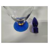 Cobalt Blue & Gold Glass Decanter