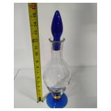 Cobalt Blue & Gold Glass Decanter