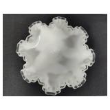Fenton Silvercrest White Milk Glass Ruffled Candy Dish