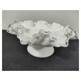 Fenton Silvercrest White Milk Glass Ruffled Candy Dish