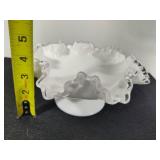 Fenton Silvercrest White Milk Glass Ruffled Candy Dish