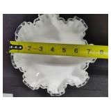 Fenton Silvercrest White Milk Glass Ruffled Candy Dish