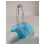 Fenton Blue Hobnail Glass Basket