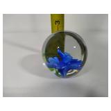 Hand Blown Lily & Art Glass Floral Paperweight