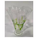 Cavalier Glass Art Spiral Ruffle Weaved Vase