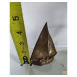 Small Brass Sailboat Paperweight & Sailboat Print