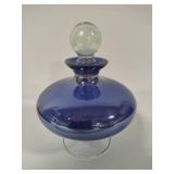 Iridescent Blue Glass Decanter w/Stopper