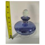Iridescent Blue Glass Decanter w/Stopper
