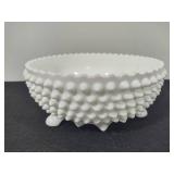 Fenton Three-Footed Hobnail Milk Glass Fruit Bowl