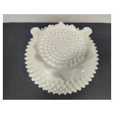 Fenton Three-Footed Hobnail Milk Glass Fruit Bowl