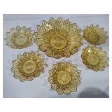 Amber Glass Petal Bowls