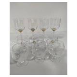 Sasaki "Chicago Gold" Wine Glasses & Bamboo Etched Snifters